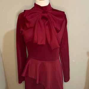 Midi Red dress with big bow
